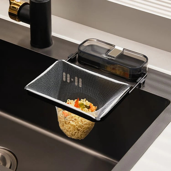 Mounted Kitchen Drainer Rack with Filter Bag