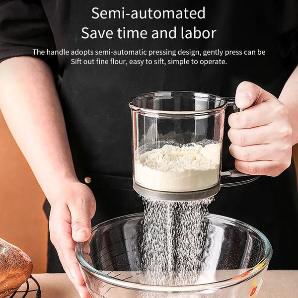 Flour Sieve with Scale – 40 Mesh Semi-Automatic Baking Sifter