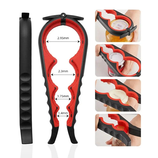 Multi-Functional Bottle & Can Opener – 4-in-1 Anti-Slip Cap Twister