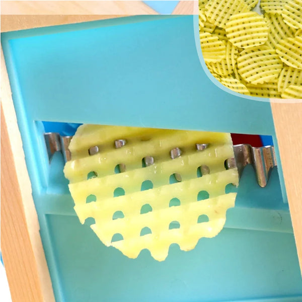 Stainless Steel Potato Cutter – Fries Grid & Wavy Slicer