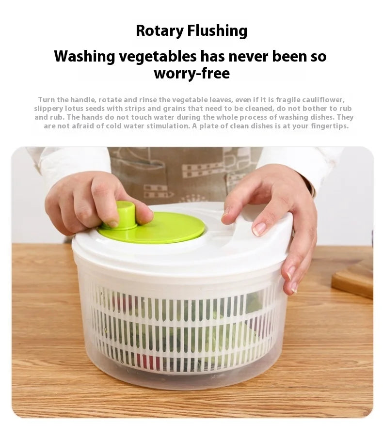 Manual Salad Spinner – Vegetable Dehydrator & Fruit Drain Basket