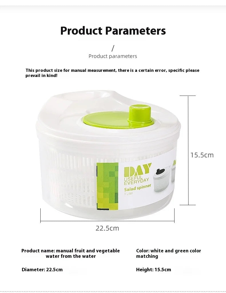 Manual Salad Spinner – Vegetable Dehydrator & Fruit Drain Basket