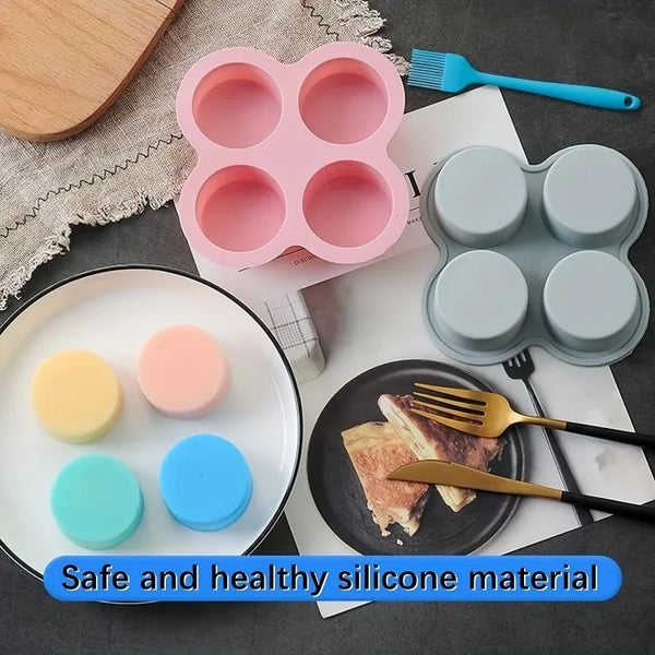 Air Fryer Egg Mold – 4-Cavity Round Non-Stick Silicone Pan