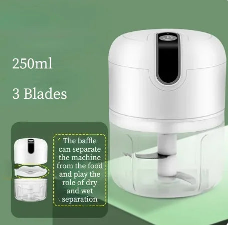 Electric Mini Garlic Chopper – USB Rechargeable Portable Food Processor (250ml)