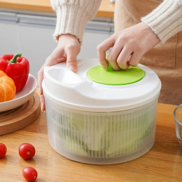 Manual Salad Spinner – Vegetable Dehydrator & Fruit Drain Basket