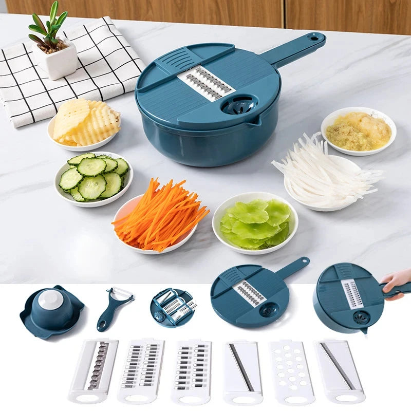 9-in-1 Vegetable Cutter – Multi-Functional Slicer, Grater & Shredder