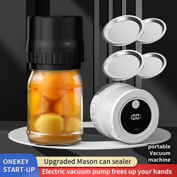 Mason Jar Vacuum Sealer – 5W LED Digital, Lithium Battery Powered