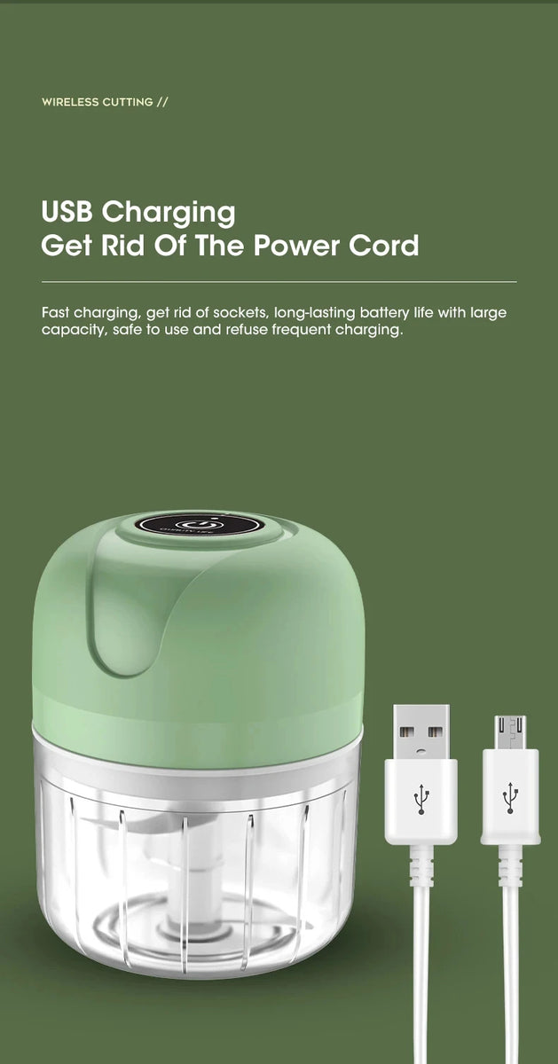 Mini Electric Food Chopper – 250ml USB Garlic & Vegetable Grinder