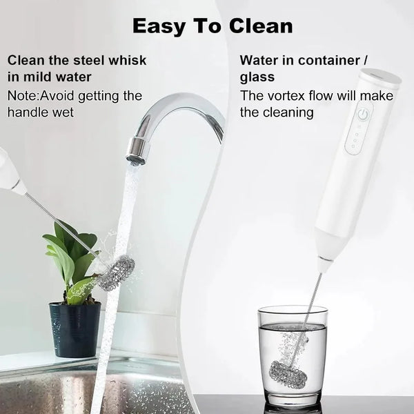 Mini Milk Frother – USB Rechargeable 3-Speed Foam Maker