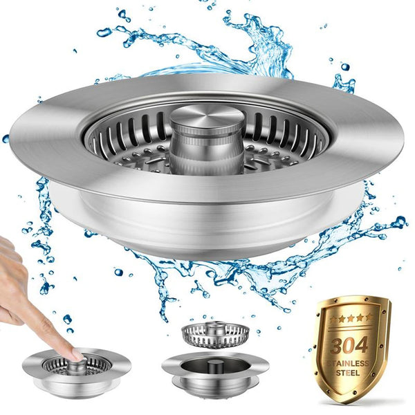 Kitchen Sink Drain Strainer – Stainless Steel Pop-Up Stopper