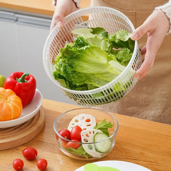 Manual Salad Spinner – Vegetable Dehydrator & Fruit Drain Basket