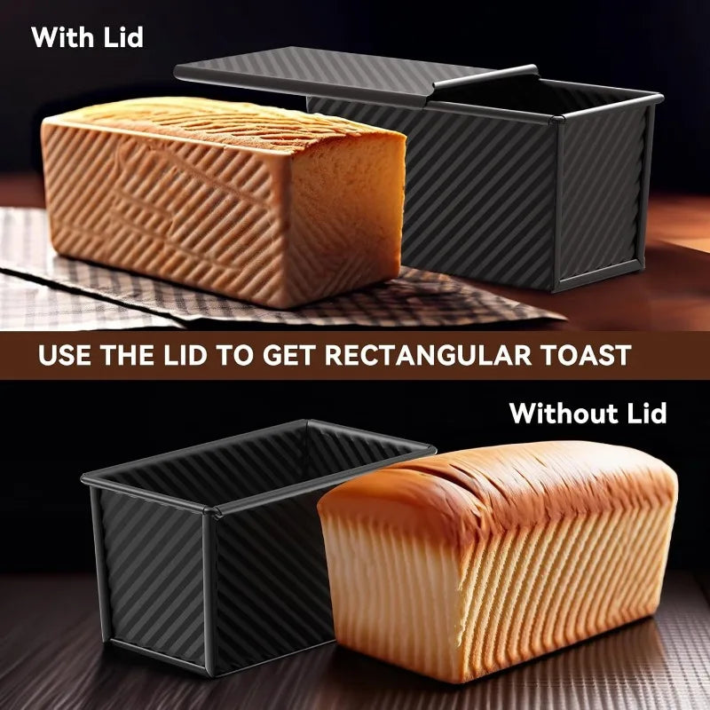 Rectangle Loaf Pan with Lid – 1lb Non-Stick Carbon Steel Bread Pan