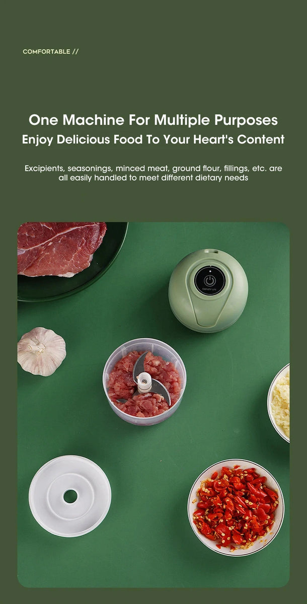 Mini Electric Food Chopper – 250ml USB Garlic & Vegetable Grinder
