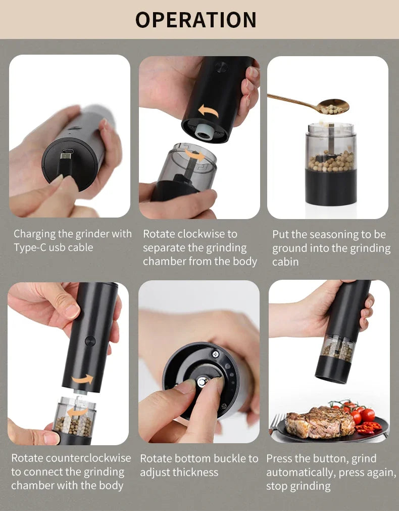 Utilly™ USB Rechargeable Salt & Pepper Grinder