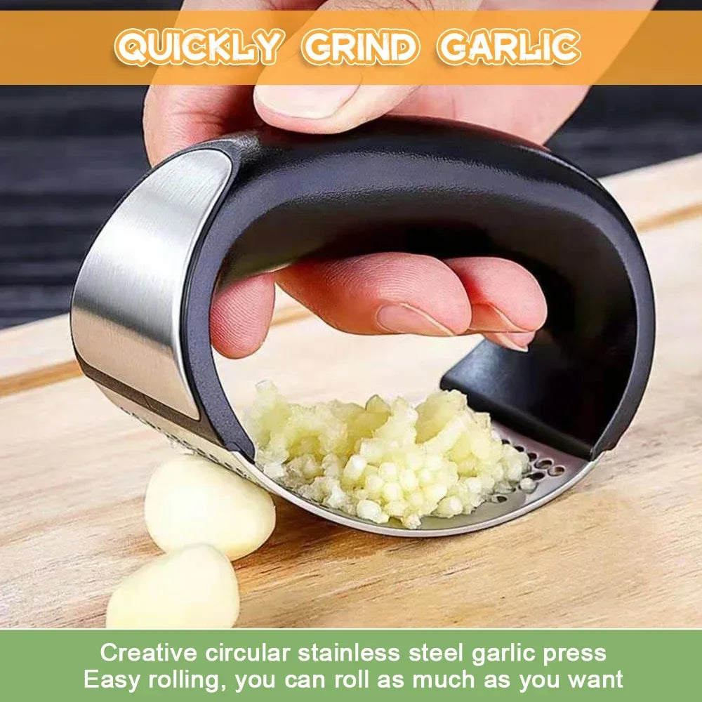 Stainless Steel Garlic Press – Manual Crusher & Mincer