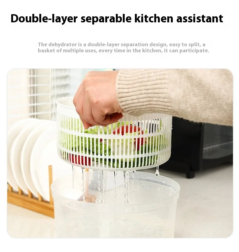 Manual Salad Spinner – Vegetable Dehydrator & Fruit Drain Basket