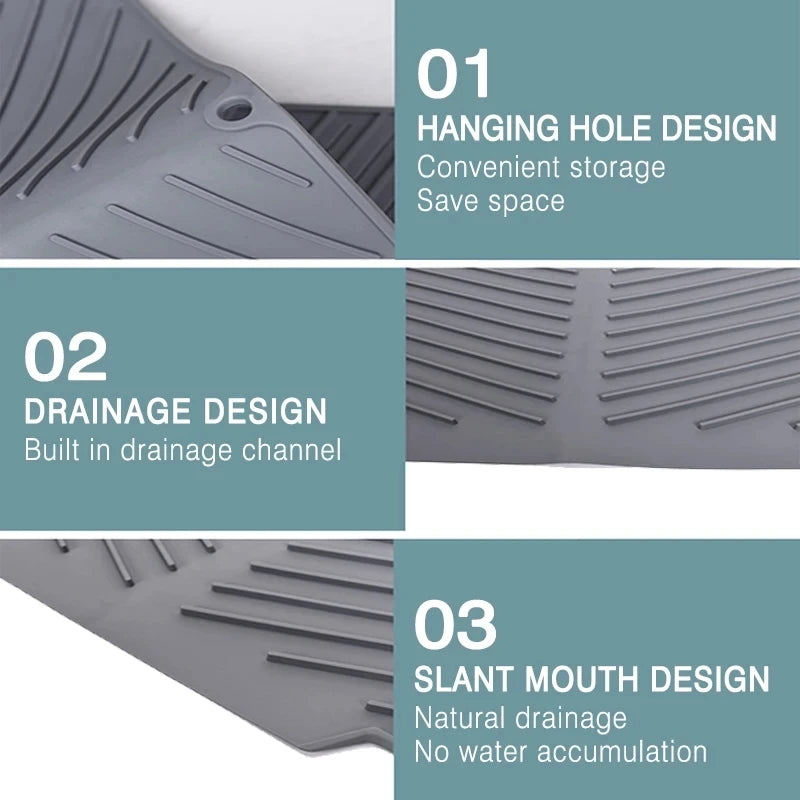 Silicone Drain Mat – Non-Slip Waterproof Drying mat