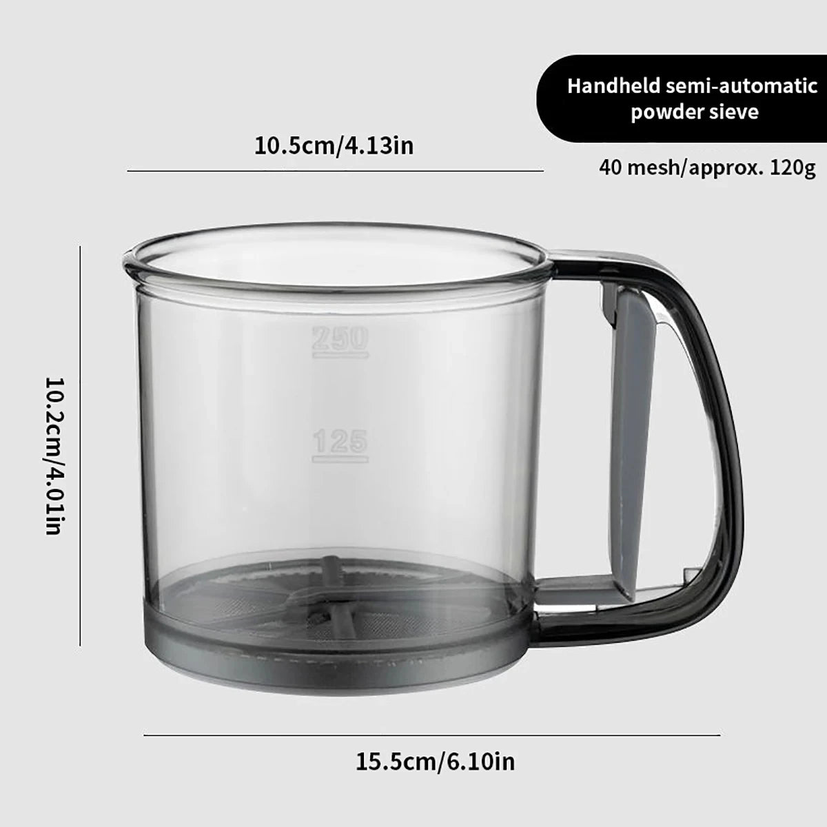 Flour Sieve with Scale – 40 Mesh Semi-Automatic Baking Sifter