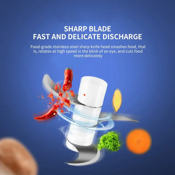 Electric Mini Garlic Chopper – USB Rechargeable Portable Food Processor (250ml)