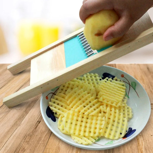 Stainless Steel Potato Cutter – Fries Grid & Wavy Slicer