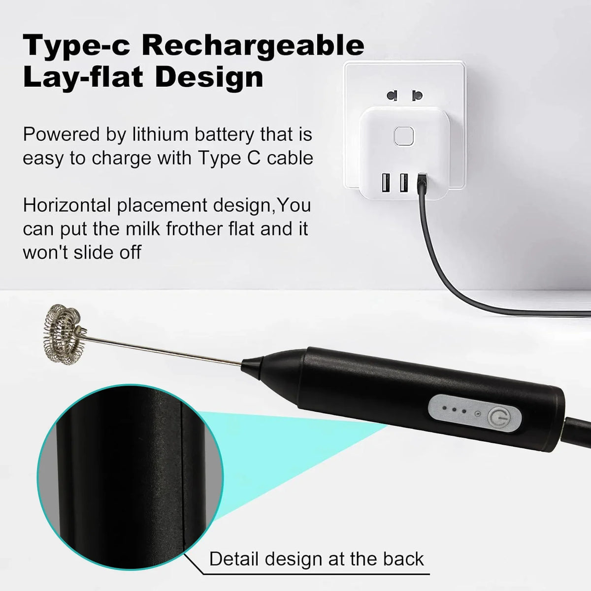Mini Milk Frother – USB Rechargeable 3-Speed Foam Maker