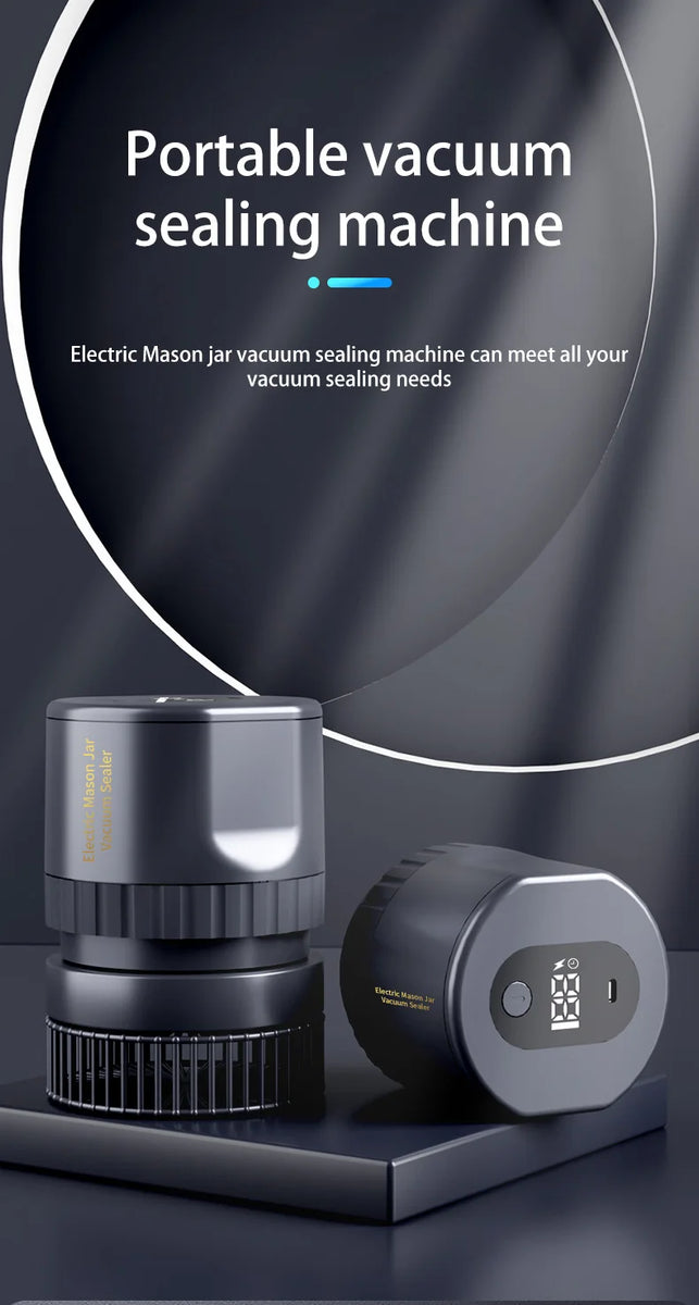 Mason Jar Vacuum Sealer – 5W LED Digital, Lithium Battery Powered