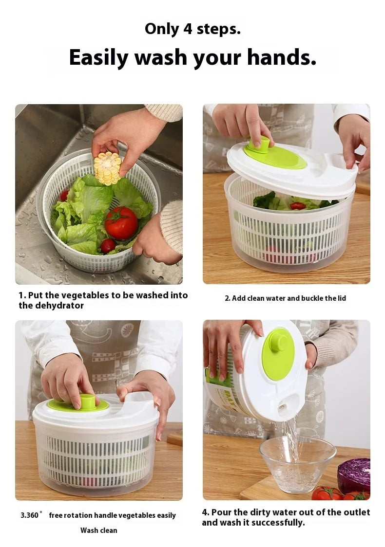 Manual Salad Spinner – Vegetable Dehydrator & Fruit Drain Basket