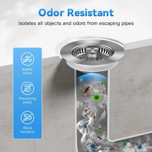 Kitchen Sink Drain Strainer – Stainless Steel Pop-Up Stopper