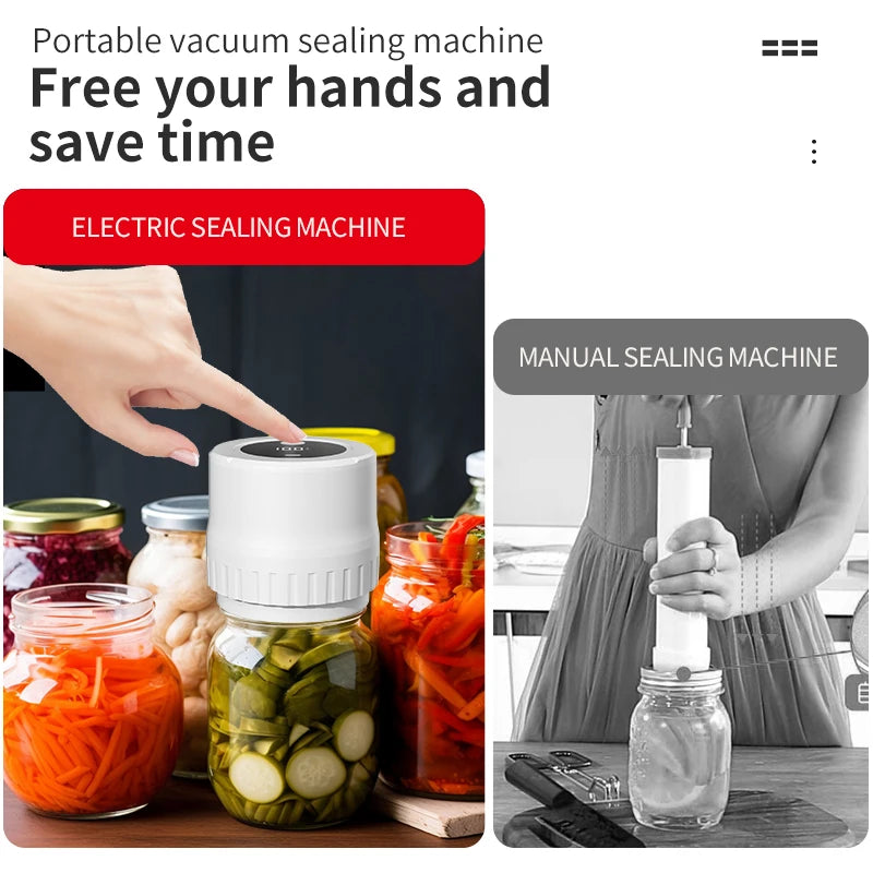Mason Jar Vacuum Sealer – 5W LED Digital, Lithium Battery Powered