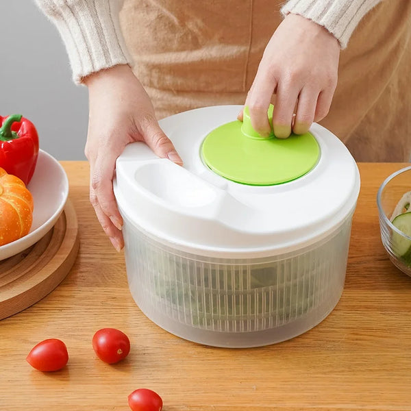 Manual Salad Spinner – Vegetable Dehydrator & Fruit Drain Basket
