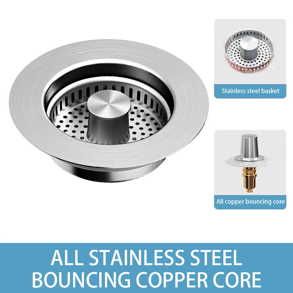 Kitchen Sink Drain Strainer – Stainless Steel Pop-Up Stopper