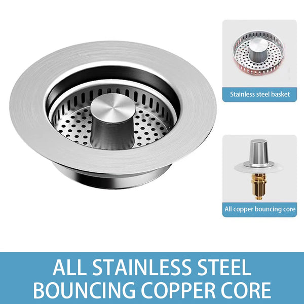 Kitchen Sink Drain Strainer – Stainless Steel Pop-Up Stopper