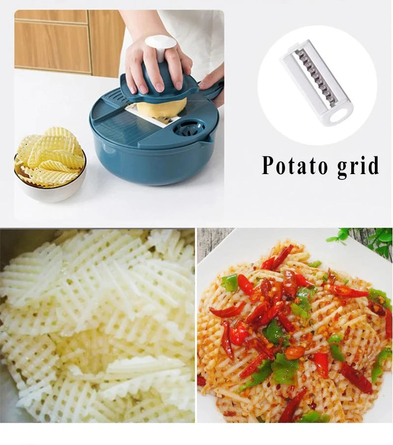 9-in-1 Vegetable Cutter – Multi-Functional Slicer, Grater & Shredder