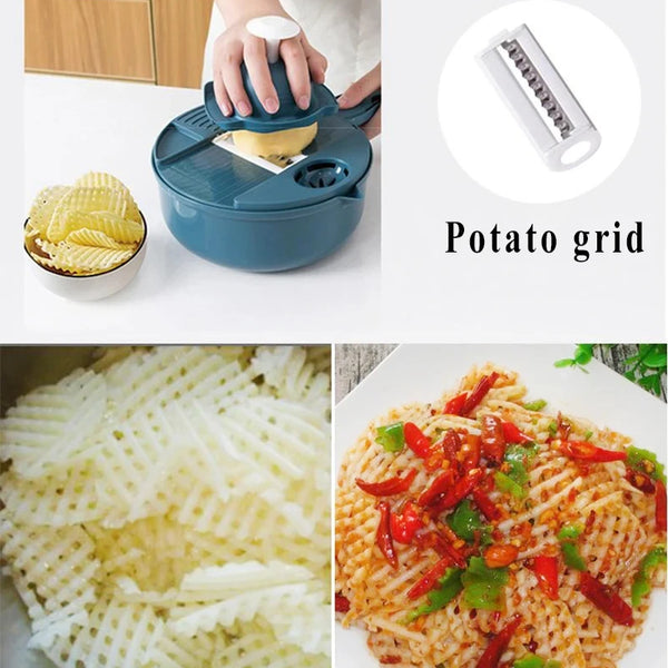 9-in-1 Vegetable Cutter – Multi-Functional Slicer, Grater & Shredder