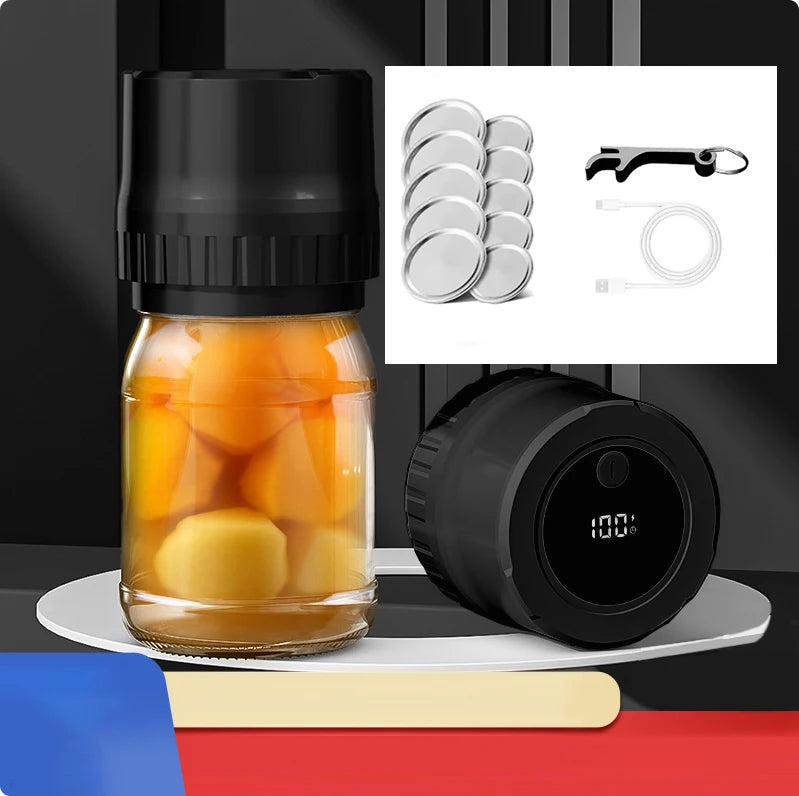 Mason Jar Vacuum Sealer – 5W LED Digital, Lithium Battery Powered