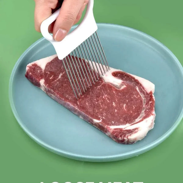 Onion Slicer & Holder – Stainless Steel Vegetable Cutting Guide