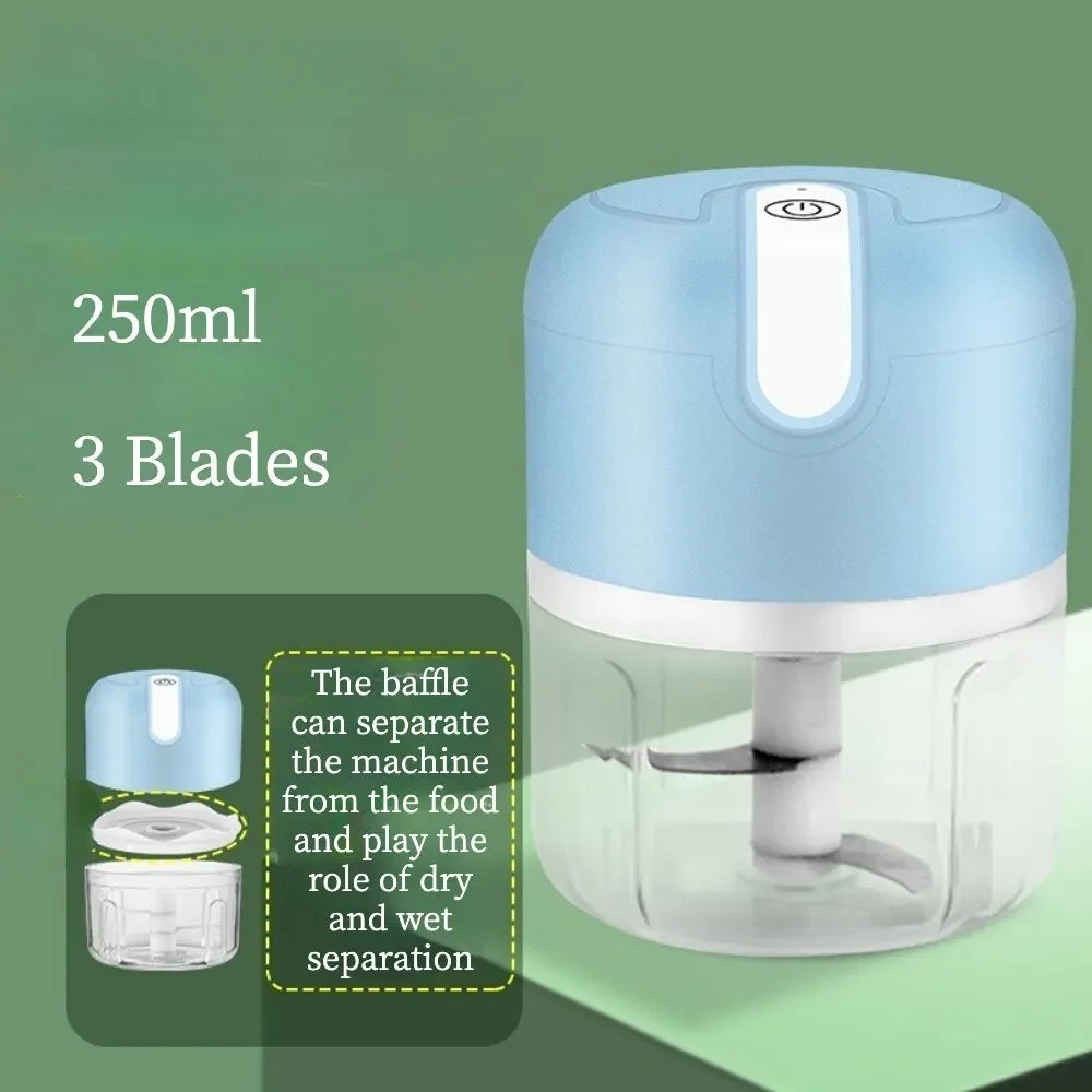 Electric Mini Garlic Chopper – USB Rechargeable Portable Food Processor (250ml)