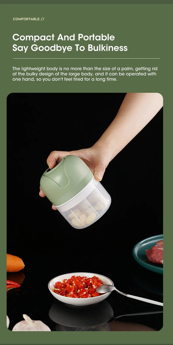 Mini Electric Food Chopper – 250ml USB Garlic & Vegetable Grinder