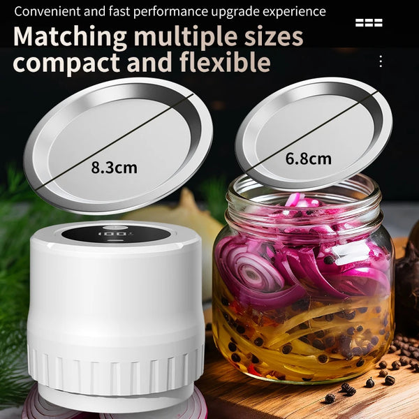 Mason Jar Vacuum Sealer – 5W LED Digital, Lithium Battery Powered