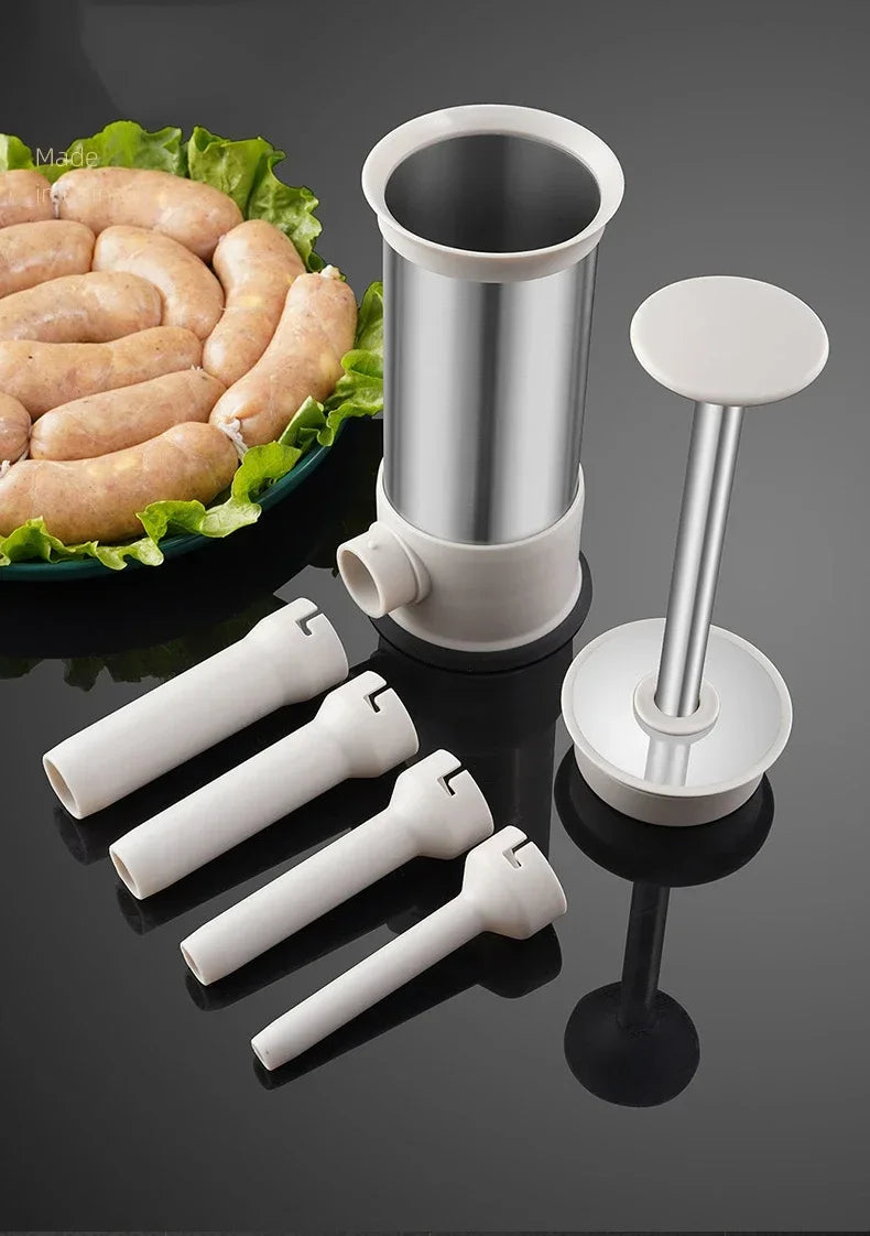 Stainless Steel Manual Sausage & Meatball Maker – Homemade Stuffer Tool