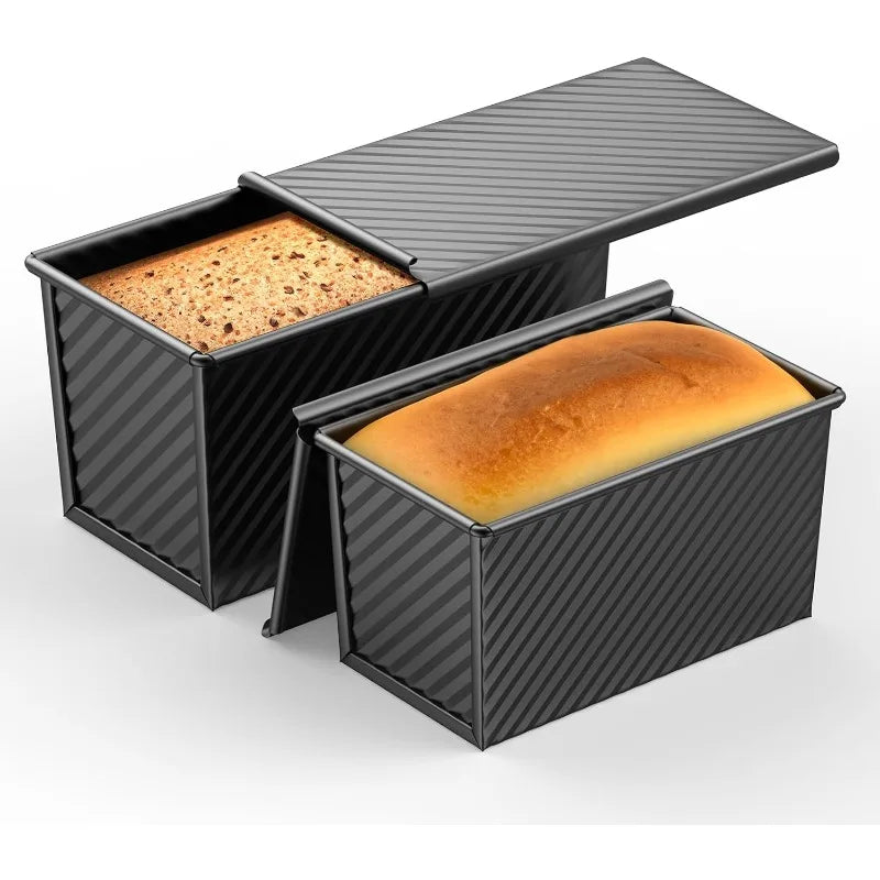 Rectangle Loaf Pan with Lid – 1lb Non-Stick Carbon Steel Bread Pan