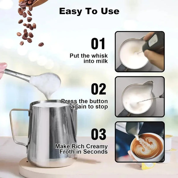 Mini Milk Frother – USB Rechargeable 3-Speed Foam Maker