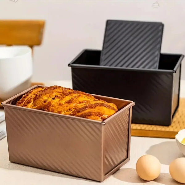 Rectangle Loaf Pan with Lid – 1lb Non-Stick Carbon Steel Bread Pan