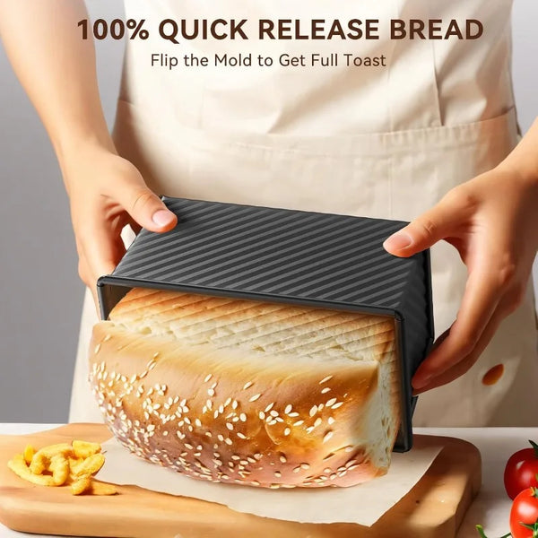 Rectangle Loaf Pan with Lid – 1lb Non-Stick Carbon Steel Bread Pan