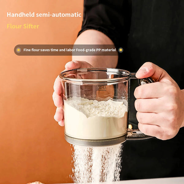 Flour Sieve with Scale – 40 Mesh Semi-Automatic Baking Sifter