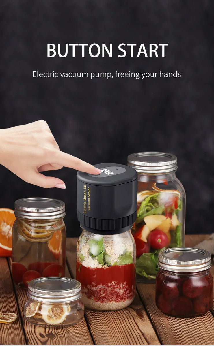 Mason Jar Vacuum Sealer – 5W LED Digital, Lithium Battery Powered
